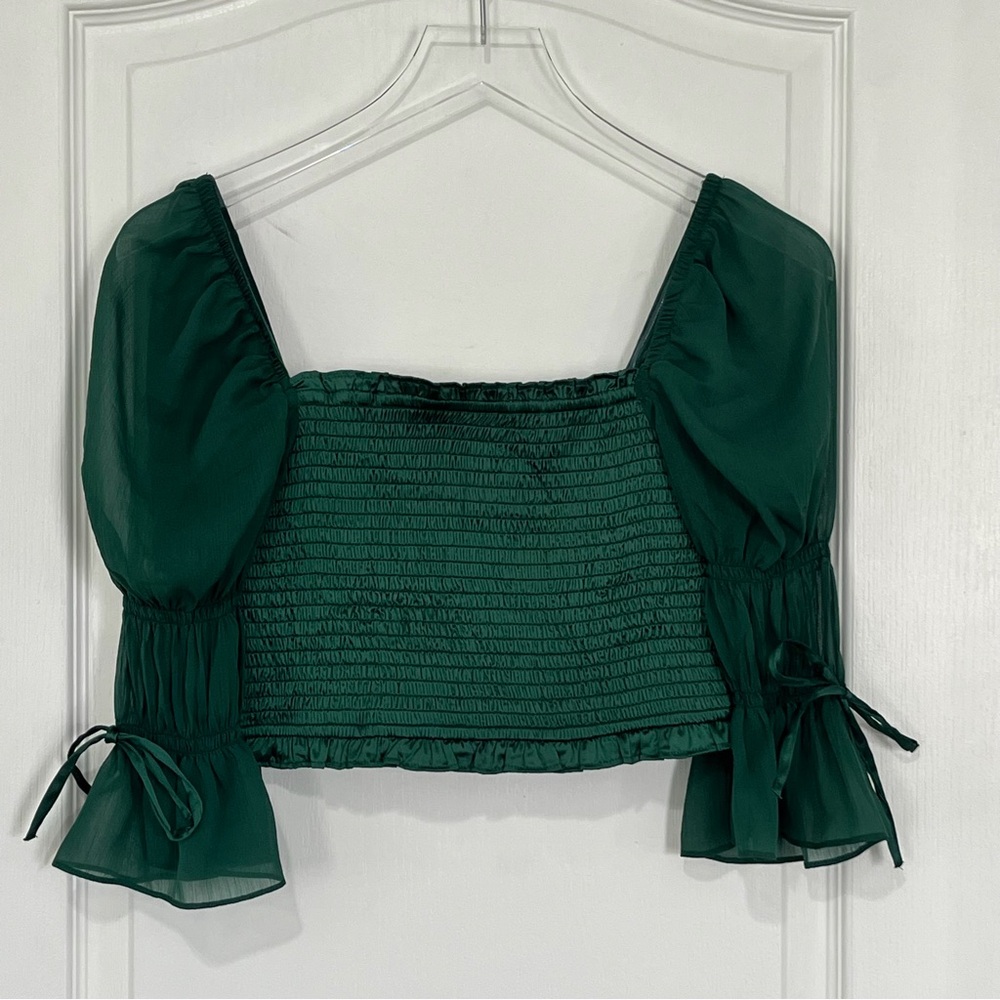 Urban Outfitters Emerald Green Diana Square Neck Top Small - Picture 5 of 10